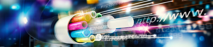 Schematische Darstellung einer schnellen Glasfaser-Datenverbindung